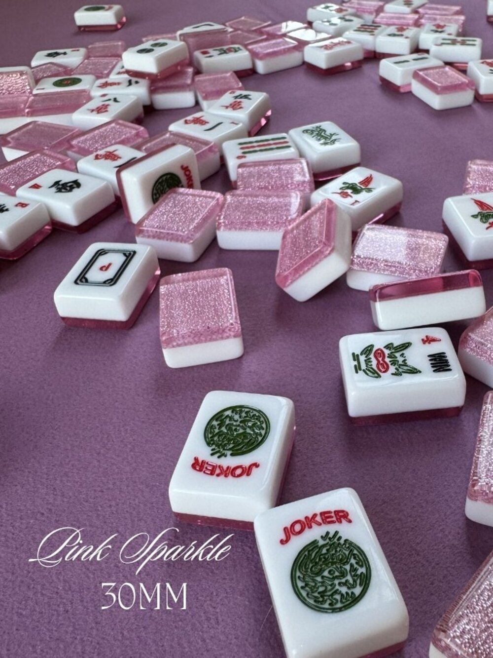 American Mah Jongg Tiles - 30MM - Pink Sparkle